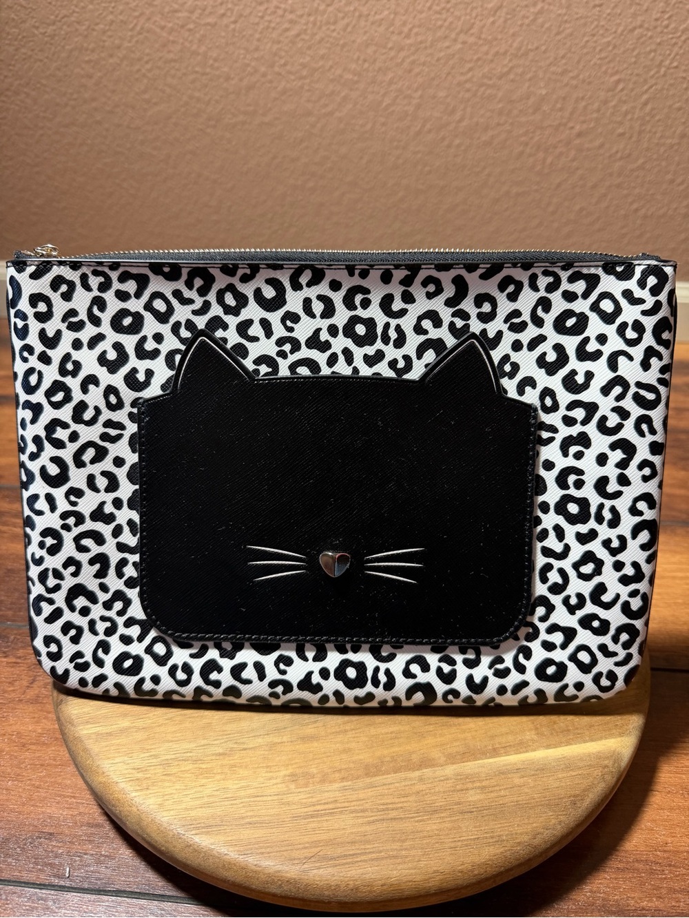 Kate Spade Meow Cat Large Zip Pouch NWT